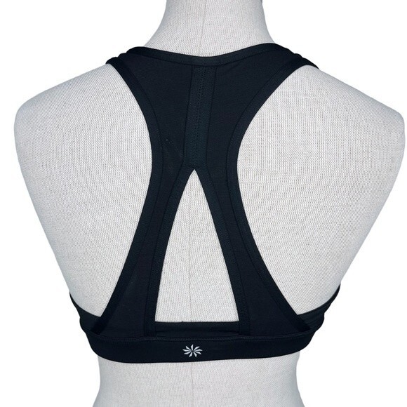 Athleta Contender A-C Bra sz XS * Black Mesh Racerback Workout Gym Sports Bra - Picture 3 of 7